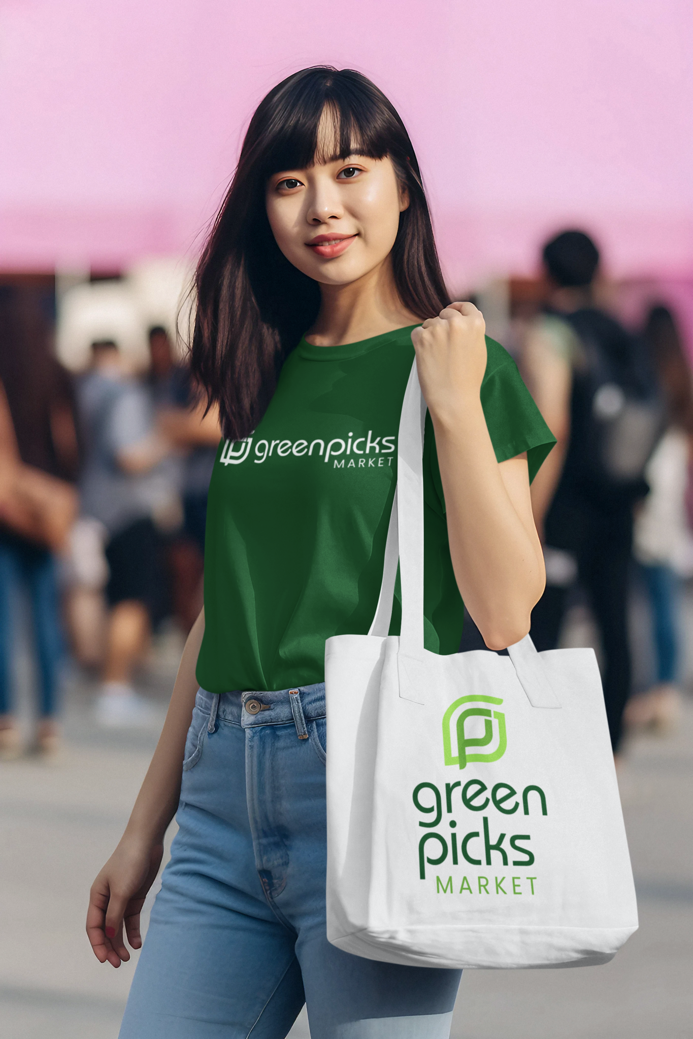 t-shirt-mockup-of-an-ai-generated-woman-carrying-a-tote-bag-in-a-music-festival-m35808